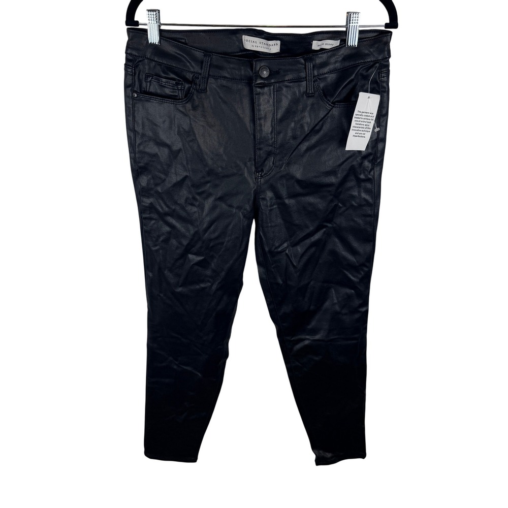 Social Standard by Sanctuary Ankle Skinny Pants Womens 12 Black Coated SDSDB001